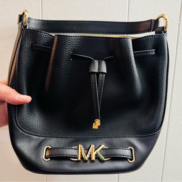 Michael Kors Handbags - Michael Kors Black Leather Drawstring Bag